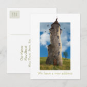 We hebben een nieuw adres | Grappige familie toren Aankondigingskaart (Voorkant / Achterkant)