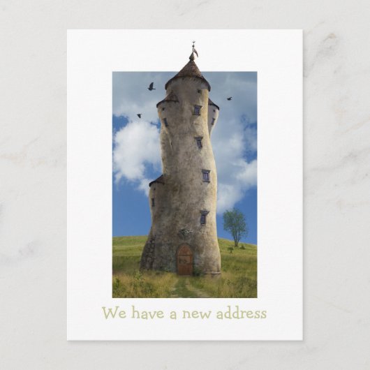 We hebben een nieuw adres | Grappige familie toren Aankondigingskaart (Voorkant)