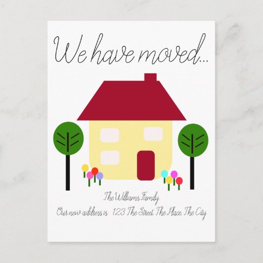 We hebben een nieuw adres verplaatst briefkaart (Voorkant)