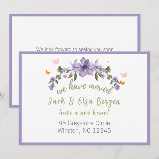 We hebben een nieuw adres verplaatst notitiekaartje (Voorkant / Achterkant)