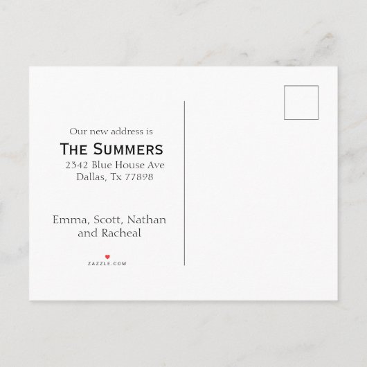 We hebben een nieuw adresbericht verplaatst om het aankondigingskaart (Achterkant)