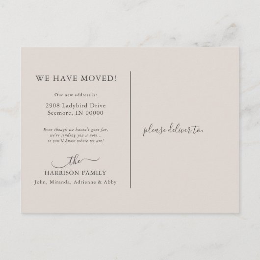 We hebben een nieuw huis gekocht dat we hebben aan aankondigingskaart (Achterkant)