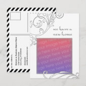 we hebben een nieuw huis : witte bloei aankondigingskaart (Voorkant / Achterkant)