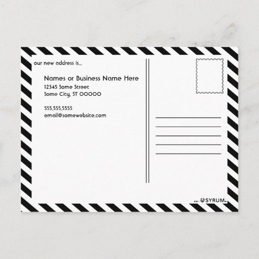 we hebben een nieuw huis : witte bloei aankondigingskaart (Achterkant)