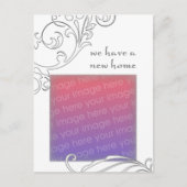 we hebben een nieuw huis : witte bloei aankondigingskaart (Voorkant)