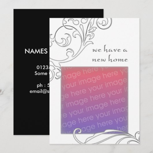 we hebben een nieuw thuis : witte bloei aankondiging (Voorkant / Achterkant)