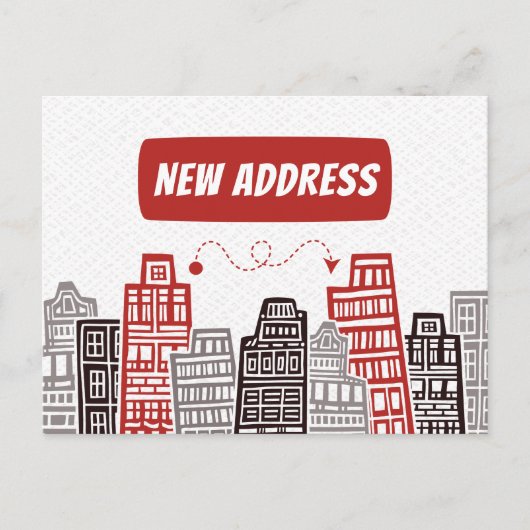 We hebben een nieuwe adresbewegende aankondigkaart briefkaart (Voorkant)