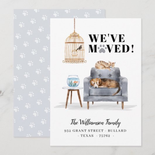 We hebben een nieuwe Thuishond en een kat-slapende Aankondiging (Voorkant / Achterkant)