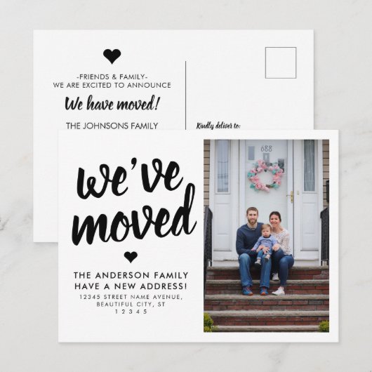 We hebben een nieuwe wijziging van adresfoto's ver aankondigingskaart (Voorkant / Achterkant)