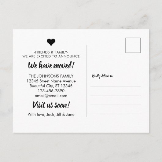 We hebben een nieuwe wijziging van adresfoto's ver aankondigingskaart (Achterkant)