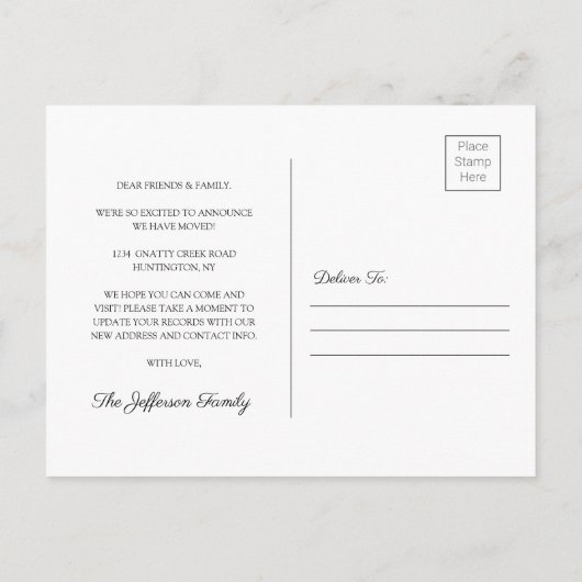 We hebben een nieuwe wijziging van adresfoto's ver aankondigingskaart (Achterkant)