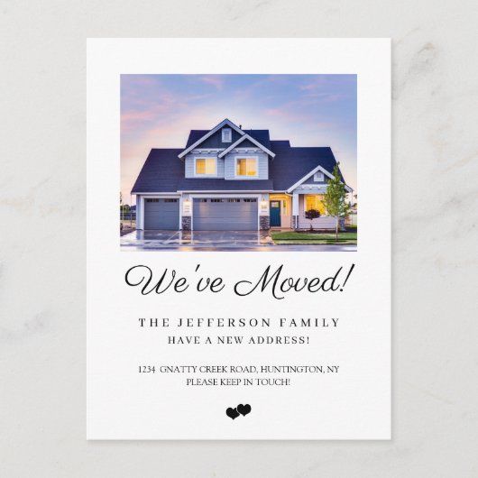 We hebben een nieuwe wijziging van adresfoto's ver aankondigingskaart (Voorkant)