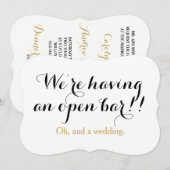 We hebben een open bar en een grappige bruiloft kaart (Voorkant / Achterkant)