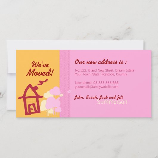 We hebben een Oranje en roze fotokaart gemaakt Aankondiging (Voorkant)