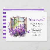 We hebben een Paarse bloemenlavendelraam verplaats Aankondiging (Voorkant / Achterkant)