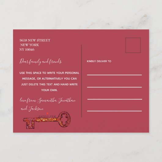 We hebben een rode foto gemaakt. aankondigingskaart (Achterkant)