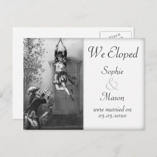 We hebben een thema uitgebannen met een bruiloft aankondigingskaart (Voorkant / Achterkant)