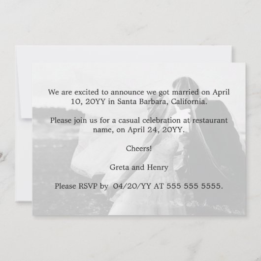 We hebben een trouwborstel met foto-mededeling kaart (Achterkant)