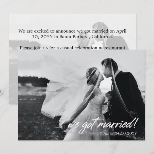 We hebben een trouwborstel met foto-mededeling kaart (Voorkant / Achterkant)