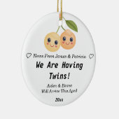 We hebben een tweeling! Peach zwangerschapsaankond Keramisch Ornament (Rechts)