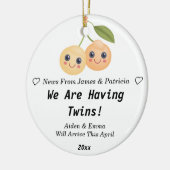 We hebben een tweeling! Peach zwangerschapsaankond Keramisch Ornament (Links)