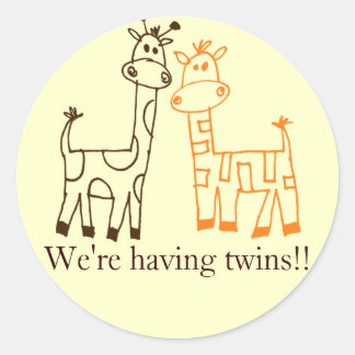 "We hebben een tweeling!" Tweeling Giraffes Ronde Sticker