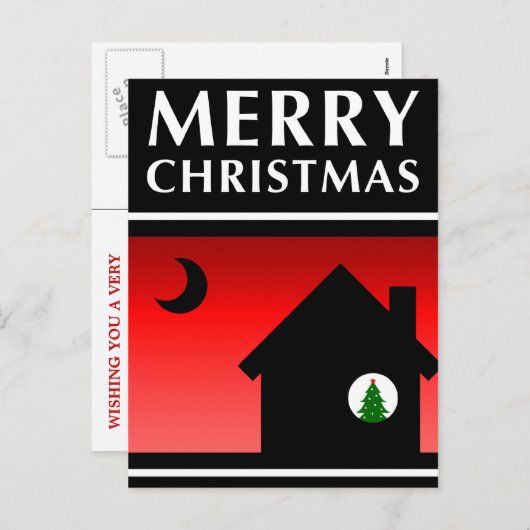 We hebben een vrolijke kerstaankondiging verplaats feestdagenkaart (Voorkant / Achterkant)