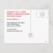 We hebben een vrolijke kerstaankondiging verplaats feestdagenkaart (Achterkant)