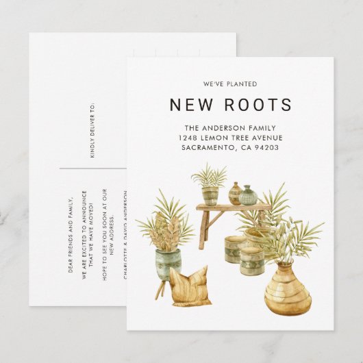 We hebben een Waterverf met nieuwe wortels gepland Aankondigingskaart (Voorkant / Achterkant)