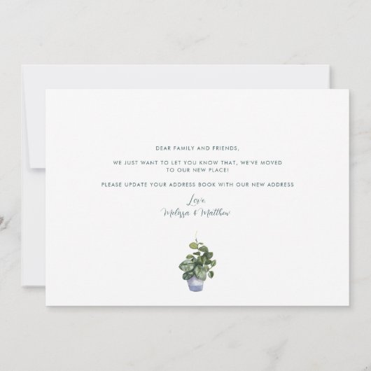 We hebben een wijziging van Adres Boho Moving Aankondiging (Achterkant)