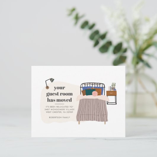 We hebben een wijziging van Adres Boho Moving Aankondigingskaart (Staand voorkant)