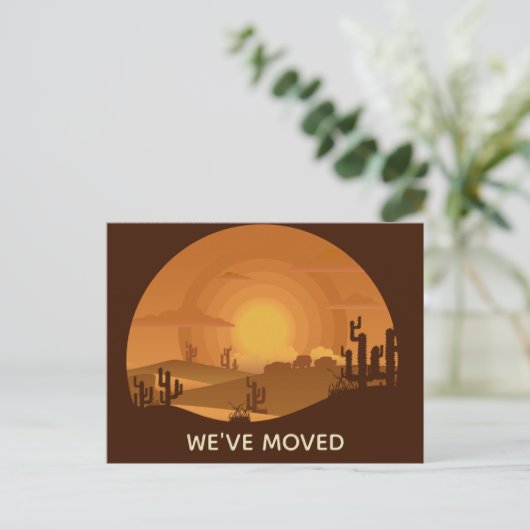 We hebben een wijziging van adres in woestijn verp aankondigingskaart (Staand voorkant)