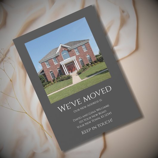 We hebben eenvoudige foto grijs verplaatsen verpla aankondiging