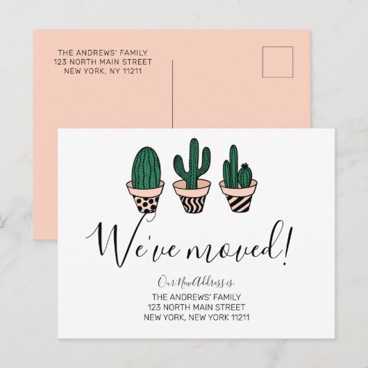 We hebben eenvoudige Schattigee groene roze cactus Aankondigingskaart (Voorkant / Achterkant)