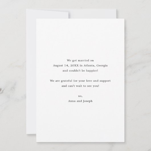 We hebben Elegant Calligraphy Script Weduwfoto gem Aankondiging (Achterkant)