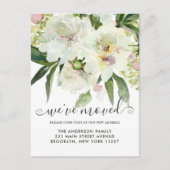 We hebben Elegant Floral Botanical Peony Moving Aankondigingskaart (Voorkant)