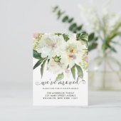 We hebben Elegant Floral Botanical Peony Moving Aankondigingskaart (Staand voorkant)