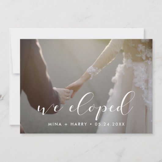 We hebben Elegante kalligrafie fotokaart Aankondiging (Voorkant)