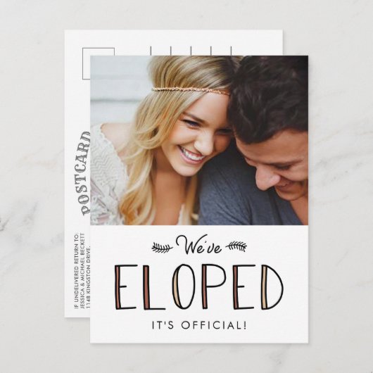 We hebben Eloped | Aankondiging van huwelijks uitl (Voorkant / Achterkant)