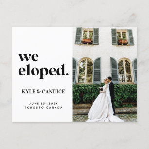 We hebben Eloped Husband en Wife Weddenschap Chic Briefkaart