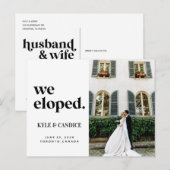 We hebben Eloped Husband en Wife Weddenschap Chic Briefkaart (Voorkant / Achterkant)