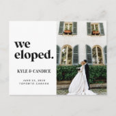 We hebben Eloped Husband en Wife Weddenschap Chic Briefkaart (Voorkant)