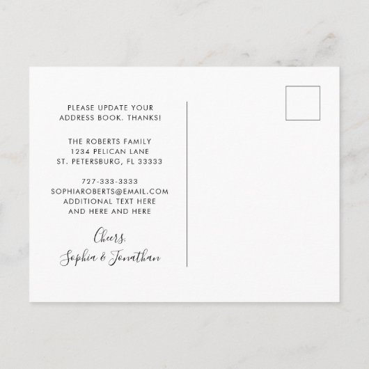 We hebben Emerald Green Eucalyptus New Address Ann Aankondigingskaart (Achterkant)