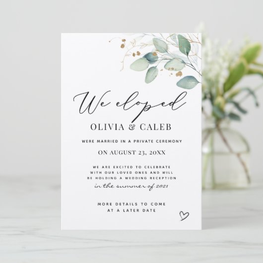 We hebben Eucalyptus bruiloft aankondiging (Staand voorkant)