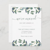 We hebben Eucalyptus Crest verplaatst | Bewegende Uitnodiging Briefkaart (Voorkant / Achterkant)