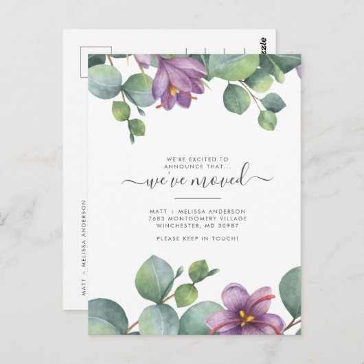 We hebben Eucalyptus Greenery Floral Moving Briefkaart (Voorkant / Achterkant)