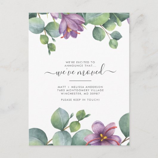 We hebben Eucalyptus Greenery Floral Moving Briefkaart (Voorkant)