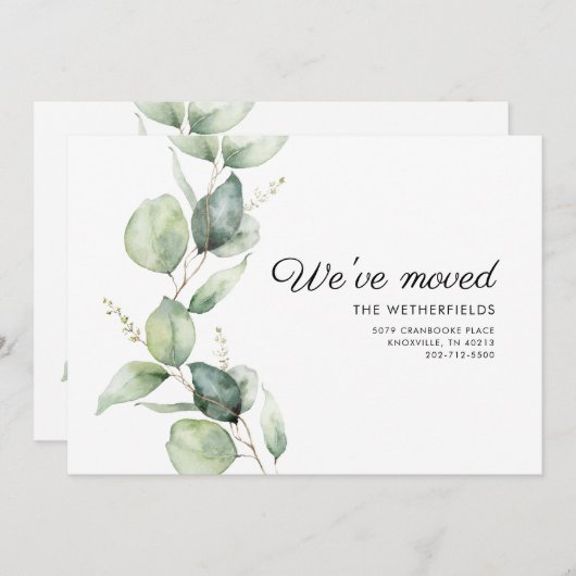 We hebben Eucalyptus Greenery Moving Aankondiging (Voorkant / Achterkant)