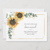 We hebben Eucalyptus Greenery Sunflower Moving Aankondiging (Voorkant)