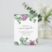 We hebben Eucalyptus Paarse groen bladeren verplaa Aankondigingskaart (Staand voorkant)